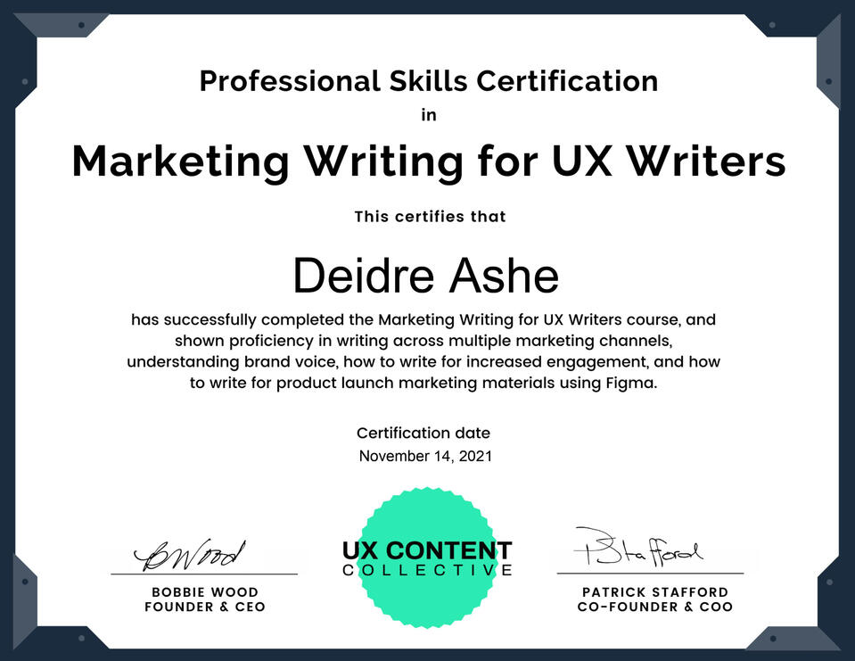 Marketing Writing for UX Writers | Professional Skills Certification